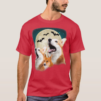 Funny Three Corgi Halloween and Halloween Moon T Shirt