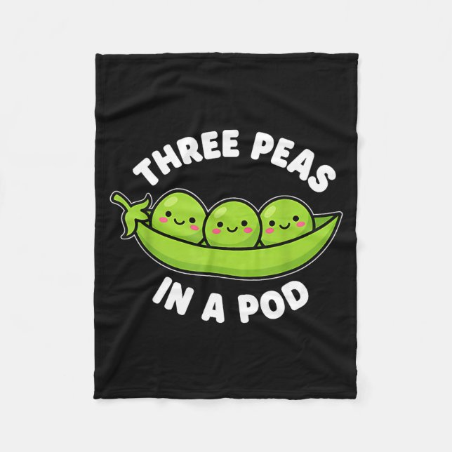Funny Three Peas In A D Cute Kawaii  Fleecefilt (Framsidan)