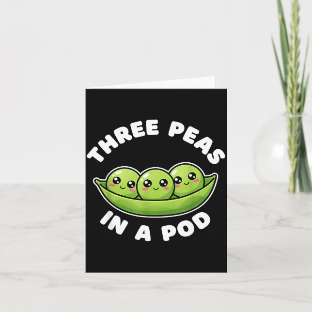 Funny Three Peas In A D Cute Kawaii  Kort (Framsida)