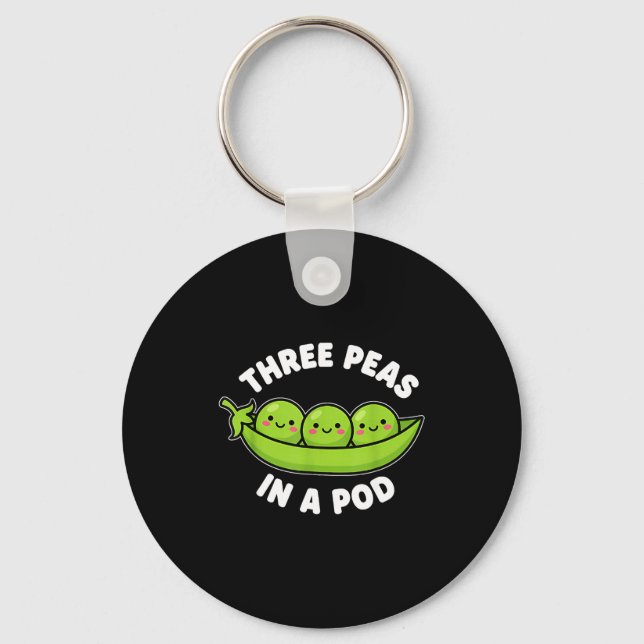 Funny Three Peas In A D Cute Kawaii  Nyckelring (Framsida)