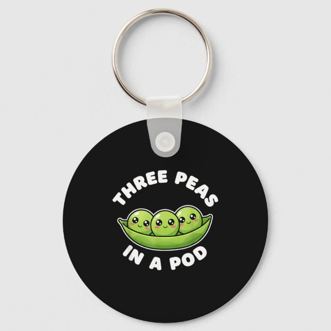 Funny Three Peas In A D Cute Kawaii  Nyckelring (Framsida)