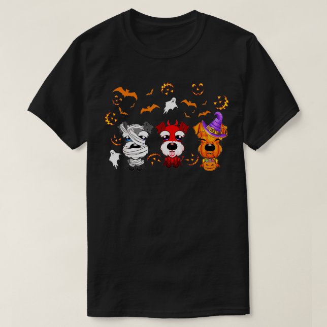 Funny Three Schnauzer Halloween Costume  T Shirt (Design framsida)