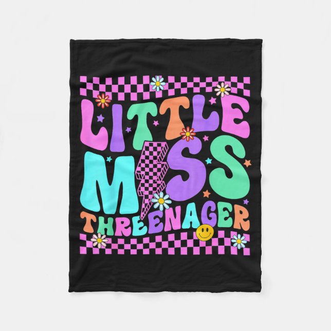 Funny Threenager Happy 3rd Bday Party 3 Years Old  Fleecefilt (Framsidan)