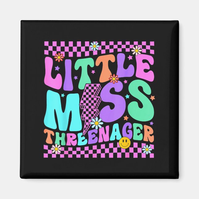 Funny Threenager Happy 3rd Bday Party 3 Years Old  Magnet (Framsidan)