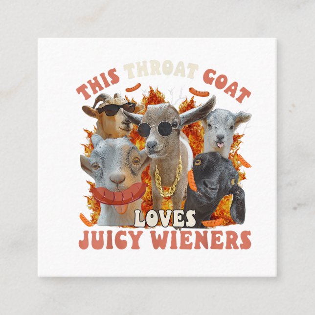 Funny Throat Goat Swallows Juicy Business Card Fyrkantigt Visitkort (Framsida)