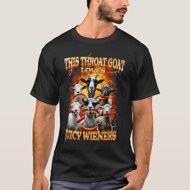 Funny Throat Goat Swallows Juicy Wieners Inappropr T Shirt (Framsida)