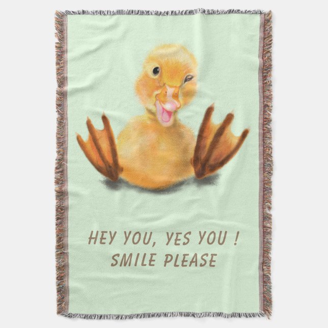 Funny Throw Blanket med Lycklig Gult Anka Filt (Framsidan Vertikal)