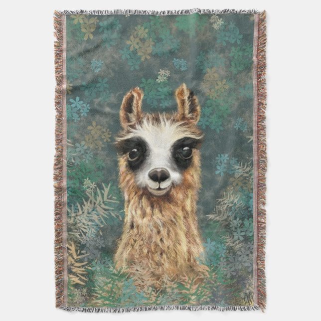 Funny Throw Blanket med Nyfiken Llama Filt (Framsidan Vertikal)