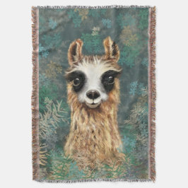 Funny Throw Blanket med Nyfiken Llama Filt