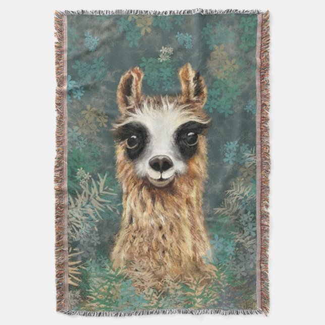 Funny Throw Blanket med Nyfiken Llama Filt (Framsidan Vertikal)