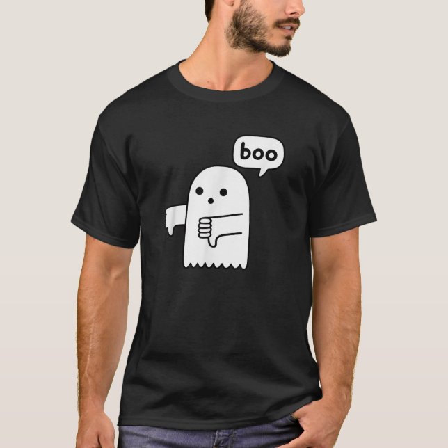 Funny Thumbs Down Ghost Screaming Boo Disapproval  T Shirt (Framsida)