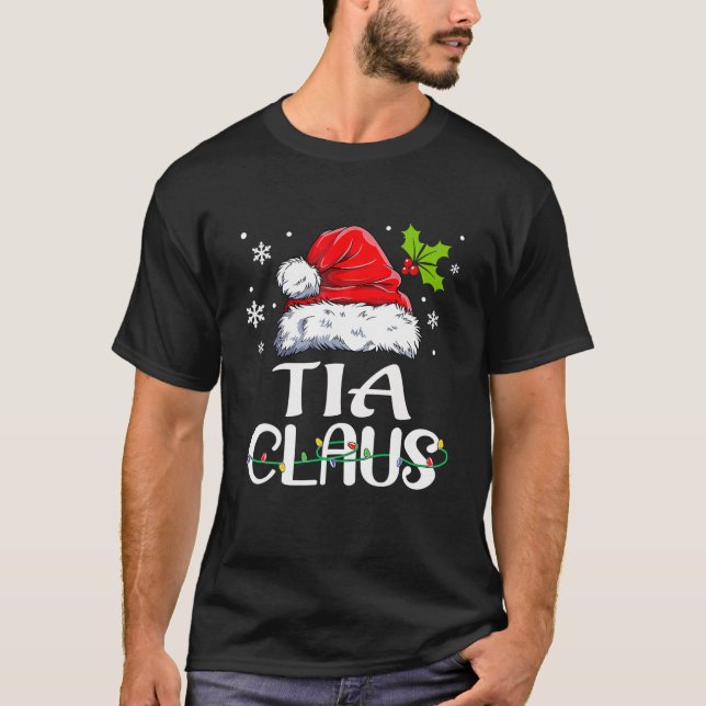 Funny Tia Claus jul Pajamas Santa T Shirt (Framsida)