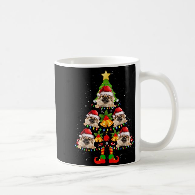 Funny Tibetan Spaniel Christmas Lights Tree Dog Lo Kaffemugg (Höger)