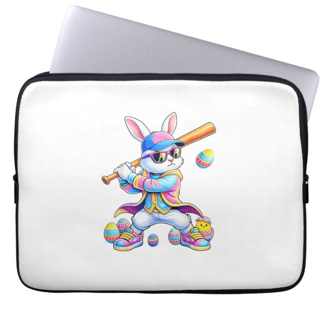 Funny Tie Dye Rabbit Baseball Easter Bunny Men Boy Laptop Fodral (Framsidan)