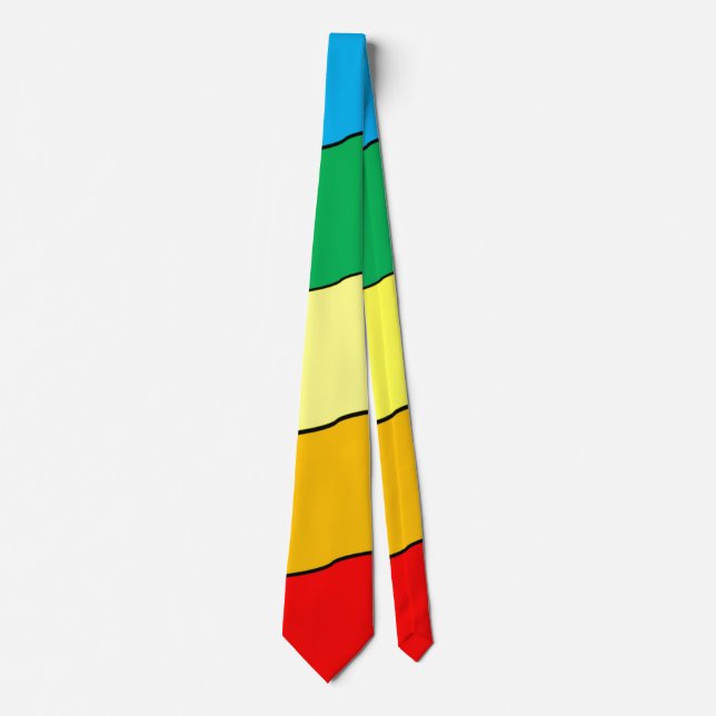 Funny Tie Red Orange Gult Grönt Blue Rand Slips (Framsida)