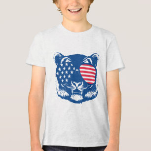 Funny Tiger American Flagga Zoo Animal Patriotic 4 T Shirt