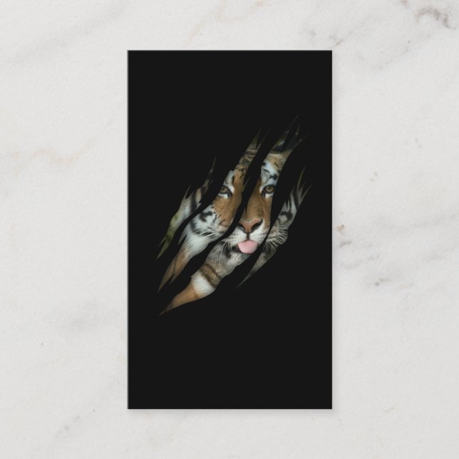 Funny Tiger Ansikte Torn Klo Vild Safari Animal Ca Visitkort (Framsida)