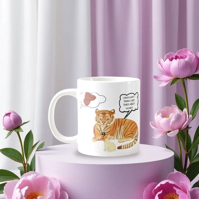 Funny Tiger & Bunny Dilemma - Cute Animal Tecknad  Jumbo Mugg (Skapare uppladdad)