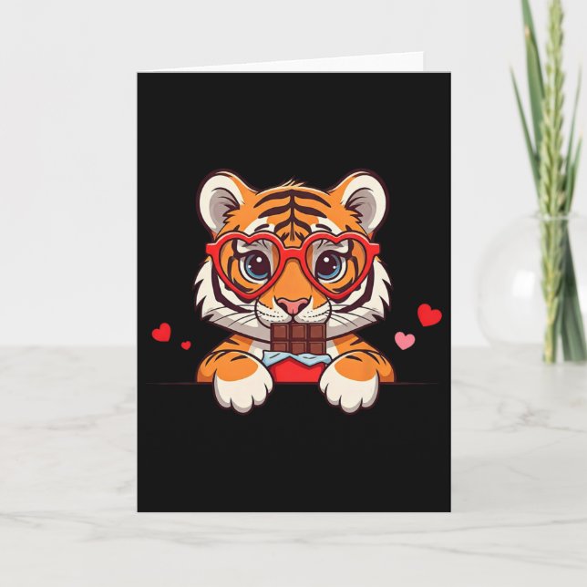 Funny Tiger Heart Chocolate Valentine Tiger Womens Kort (Framsida)