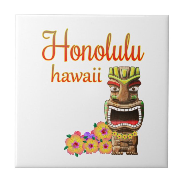 Funny Tiki Honolulu Hawaii Kakelplatta (Framsidan)