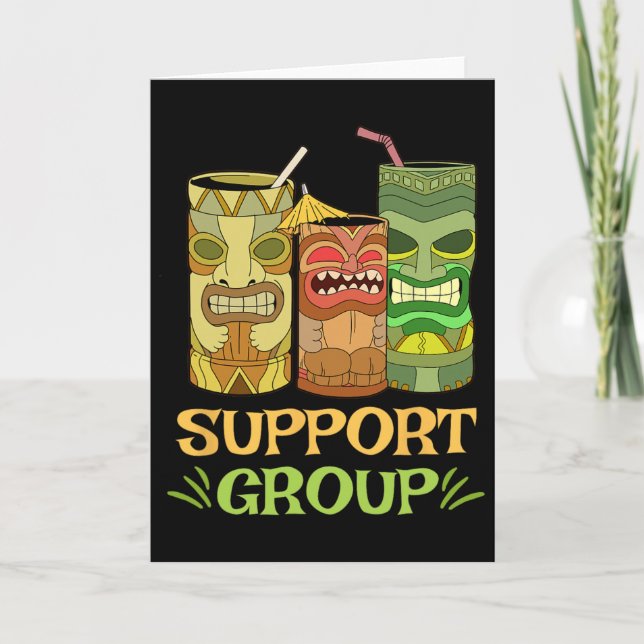 Funny Tiki R Support Group Gift Hawaiian Island Va Kort (Framsida)