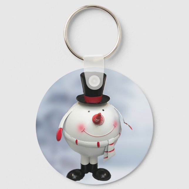 Funny Tin Snowman Christmas Keychain Nyckelring (Framsida)