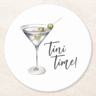 Funny 'Tini Time Martini Cocktail' Underlägg Papper Rund