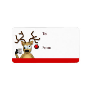 Funny Tipsy Reindeer - etiketter för julgåvor Adressetikett