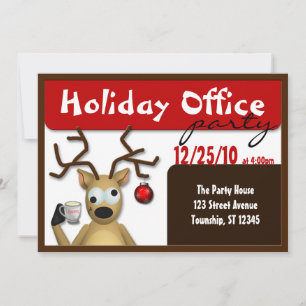 Funny Tipsy Reindeer Office Party-inbjudningar Inbjudningar