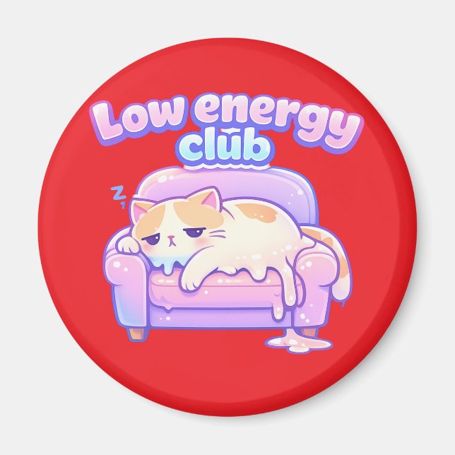 Funny Tired Cute Cat Melting on Chair Magnet (Framsidan)