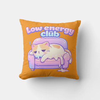 Funny Tired Cute Cat Melting on Chair Throw Pillow Kudde