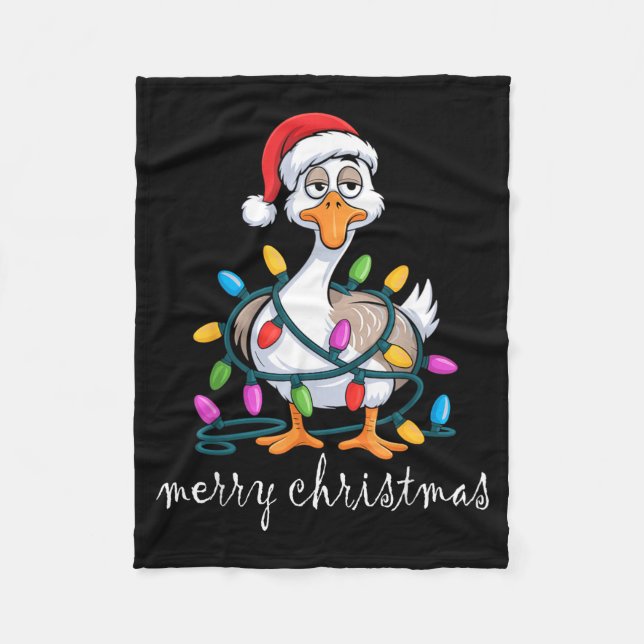 Funny Tired Goose Christmas Lights Silly Holiday F Fleecefilt (Framsidan)