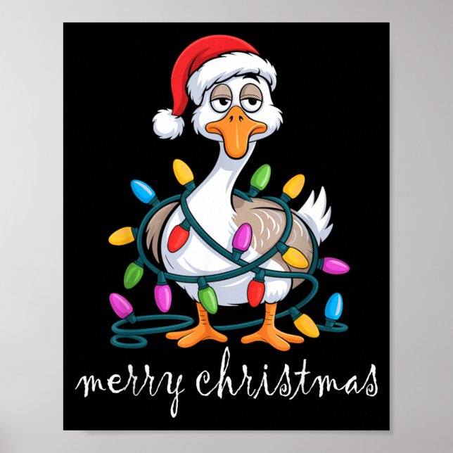Funny Tired Goose Christmas Lights Silly Holiday F Poster (Framsidan)
