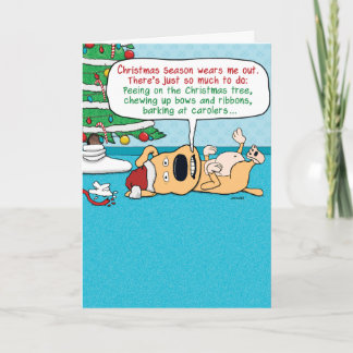 Funny Tired Hund jul Helgkort
