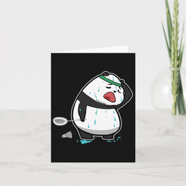 Funny Tired Panda Spela Badminton Kort (Framsida)