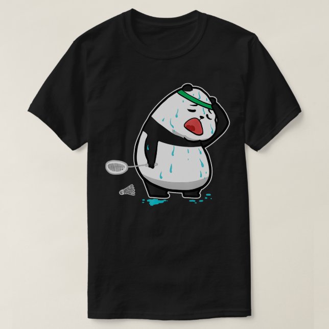 Funny Tired Panda Spela Badminton T Shirt (Design framsida)