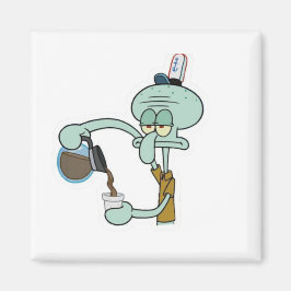 Funny Tired Squidward Pouring Coffee Mug - Morning Magnet