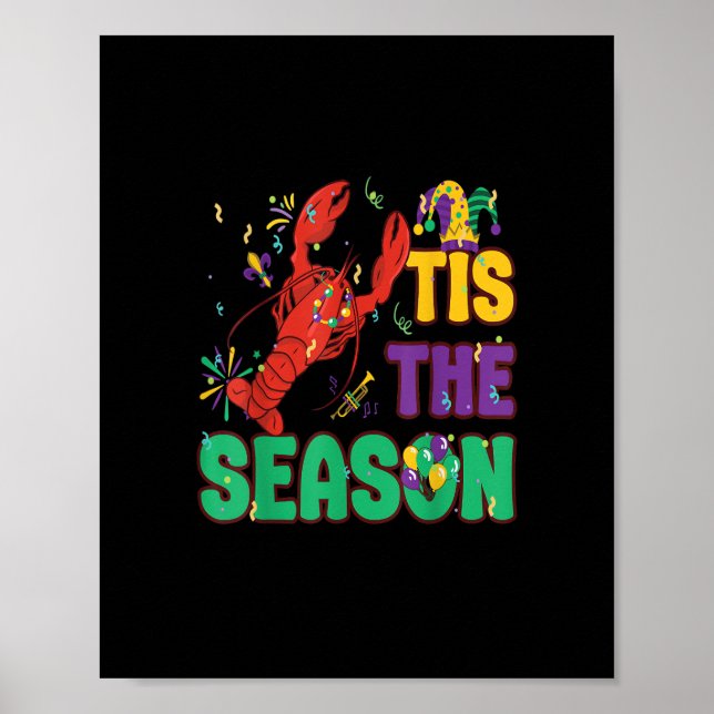 Funny Tis Season Mardi Gras Kräftor Poster (Framsidan)