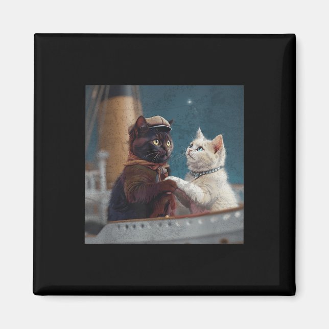 Funny Titanic Movie Cat Meme Rms Cruise Ship Men W Magnet (Framsidan)