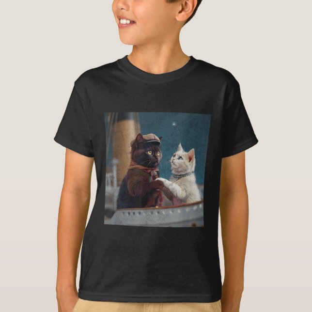 Funny Titanic Movie Cat Meme Rms Cruise Ship Men W T Shirt (Framsida)
