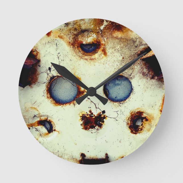 Funny Tittar Rusty Abandoned Object Rund Klocka (Framsida)