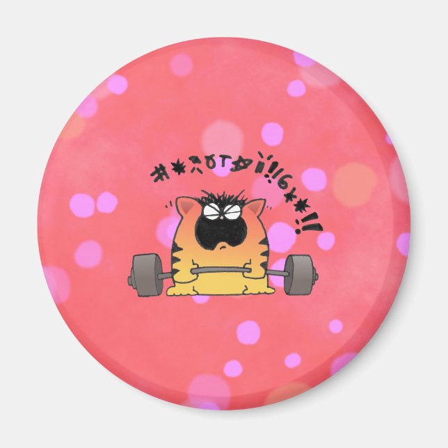 Funny Tjock Cat Hiss Weight Magnet (Framsidan)