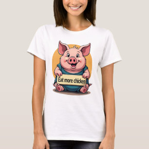 Funny Tjock Gris "Eat more Chicken" Tee