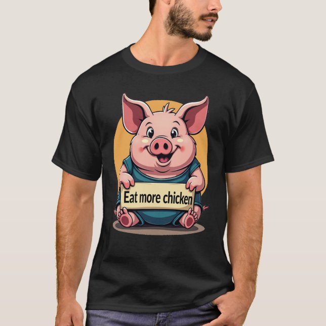 Funny Tjock Gris "Eat more Chicken" Tee (Framsida)