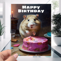 Funny Tjock Hamster och Candle Cake - Grattis på f
