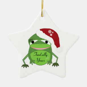 Funny Toad i Santa Hat Julgransprydnad Keramik