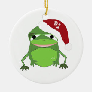 Funny Toad i Santa Hat Julgransprydnad Keramik