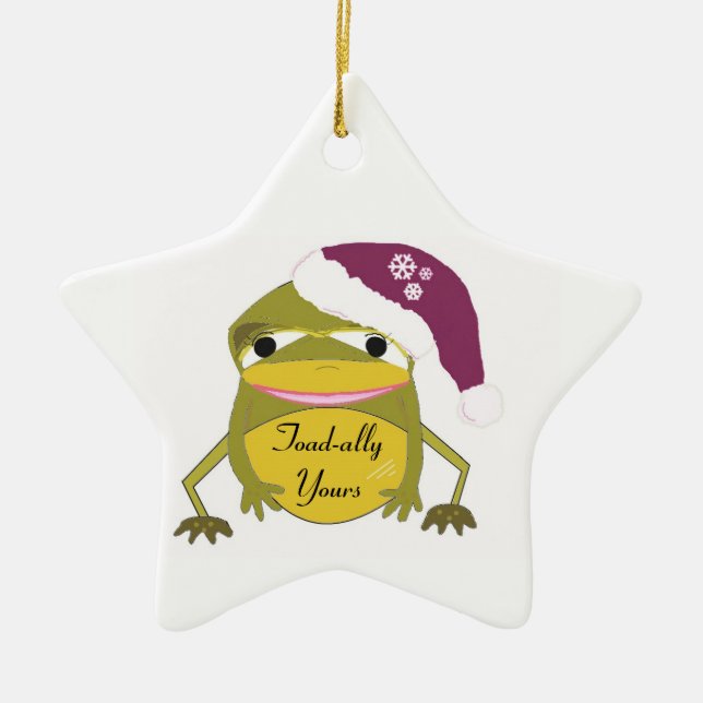 Funny Toad i Santa Hat Julgransprydnad Keramik (Framsidan)