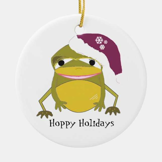 Funny Toad i Santa Hat Julgransprydnad Keramik (Framsidan)