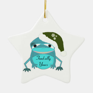 Funny Toad i Santa Hat Julgransprydnad Keramik